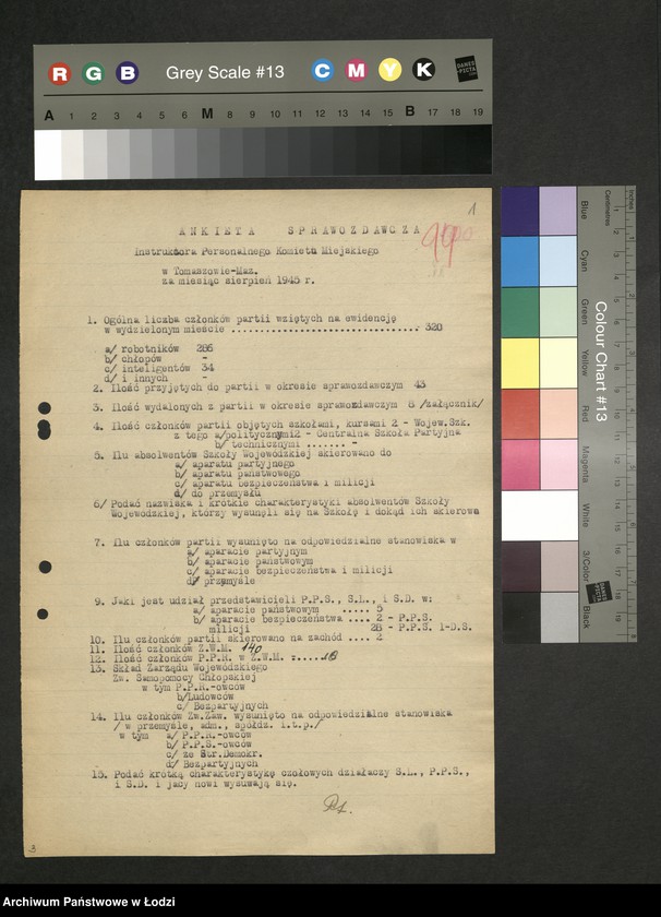 Obraz 2 z jednostki "Ankiety sprawozdawcze instruktora Komitetu Miejskiego Tomaszów Mazowiecki [z załącznikami]"