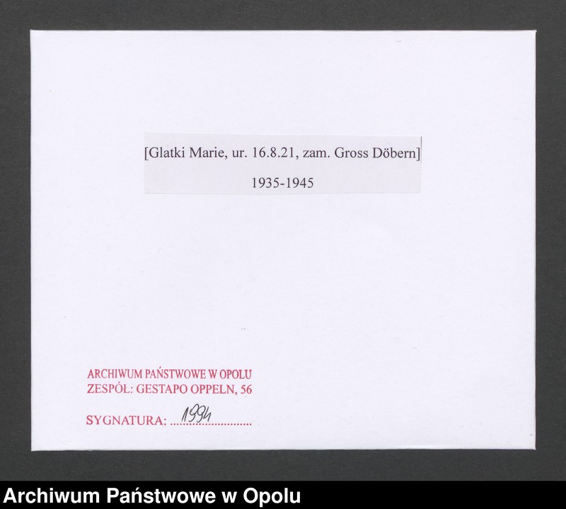 Obraz 2 z jednostki "[Glatki Marie, ur. 16.8.1821, zam. Gross Döbern]"