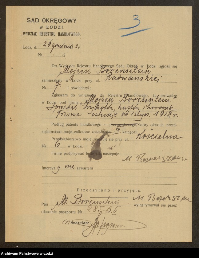 Obraz 5 z jednostki "Mojżesz Borensztajn – sprzedaż trykotów, haftów, koronek"