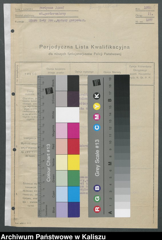 Obraz z jednostki "[Sprawy wewnętrzne Komendy Powiatowej Policji Państwowej w Kaliszu]"