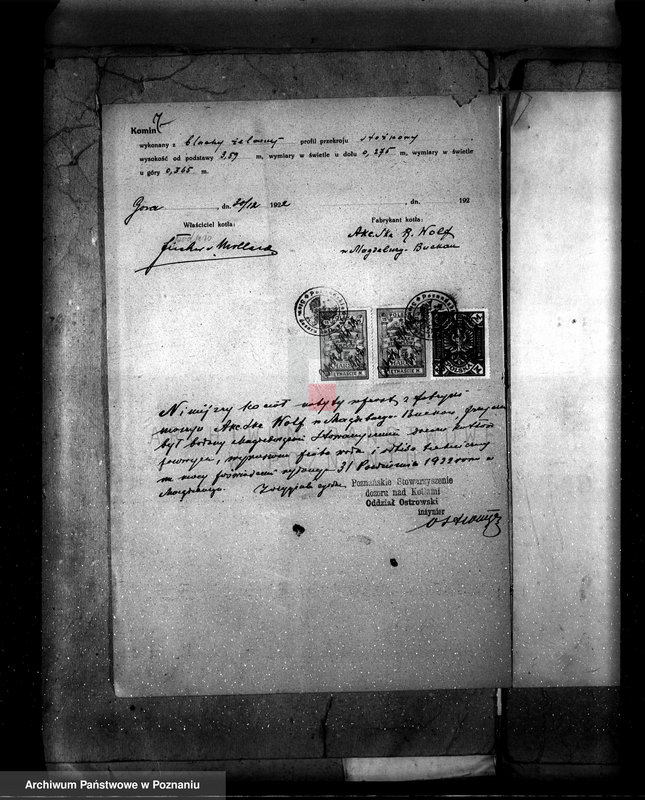 Obraz 11 z jednostki "Majętność Góra pow. jarociński, własność Fischer von Mollard nr fabr. kotła 20006 nr woj. kotła 92"