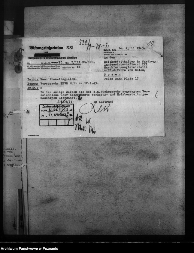 Obraz 13 z jednostki "Maschinenausgleich - freie und umgesetzte Maschinen. Werkzeugmaschinen. Rüstungsinspektion."