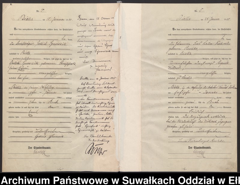 image.from.unit.number "Geburts-Haupt-Register des Königlichen Preussischen Standes-Amtes Bialla Kreis Johannisburg"