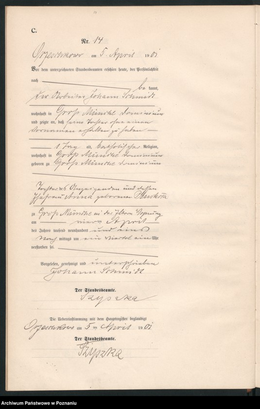 Obraz 17 z jednostki "Sterbe-Neben-Register"