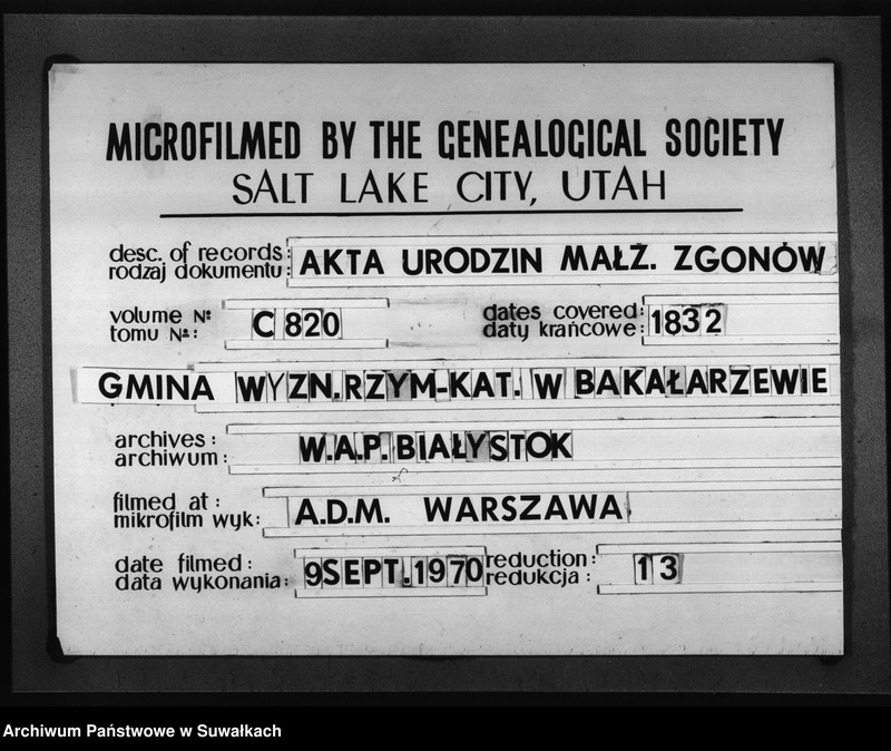 image.from.unit.number "Duplikat Aktow Urodzonych Chrzestnych Zaślubionych i Zeszłych na Rok 1832"