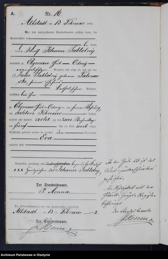 image.from.unit.number "Geburts-Neben-Register Tom I,Nr 1 - 134"