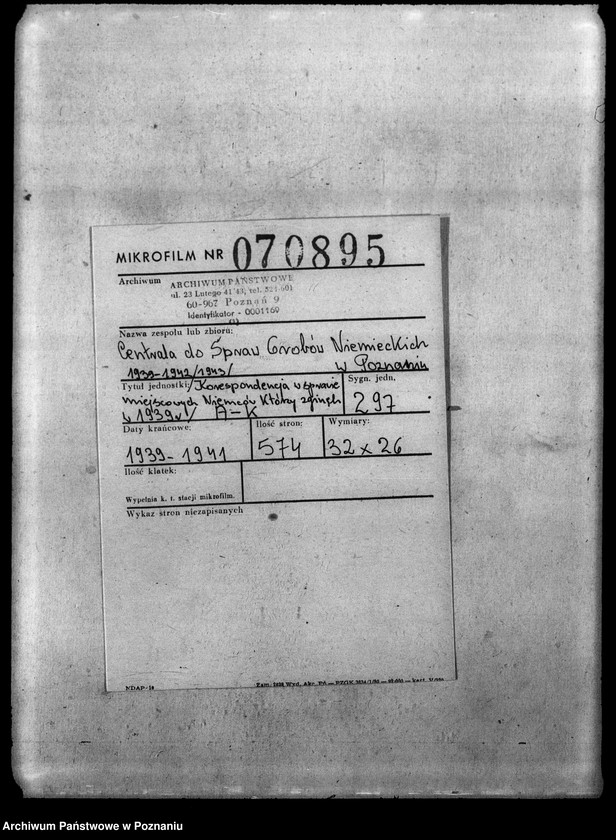 Obraz 2 z jednostki "Korespondencja w sprawie miejscowych Niemców, którzy zginęli w 1939 roku A - K"