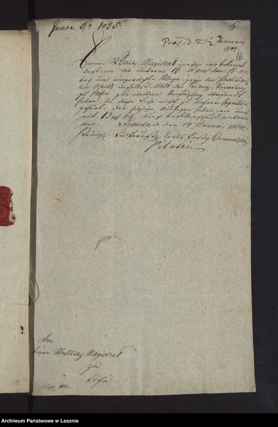 image.from.unit.number "[Die Sachen des Magistrats zu Lissa wider den Pächter zu Pilz-Vorwerk, Justitiarius Opitz, wegen röckständiger Pacht]"