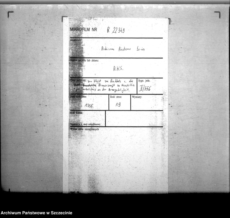 Obraz 2 z jednostki "Von Kleist zu Raddatz contra die Stadt Neustettin in po: Turbationis an der Braugerechtigkeit"