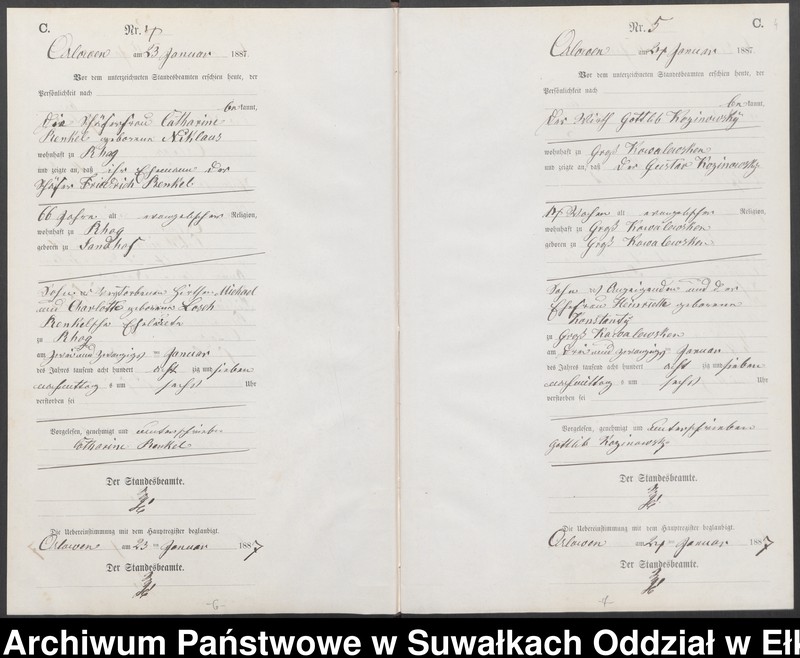 image.from.unit.number "Sterbe-Neben-Register des Preussischen Standes-Amtes [Orlowen] Kreis [Loetzen] für das Jahr 1887"