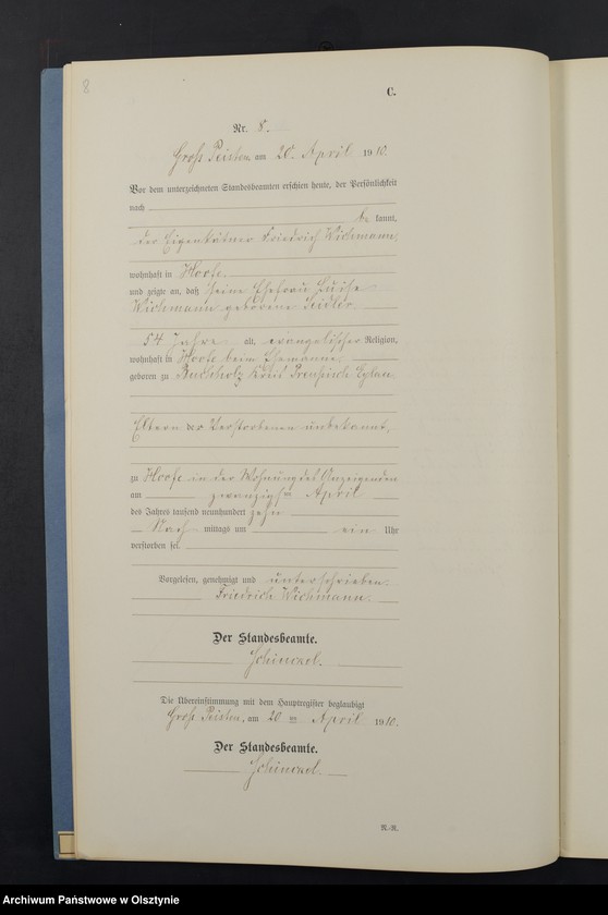 image.from.unit.number "Sterbe-Neben-Register Nr 1 - 22"