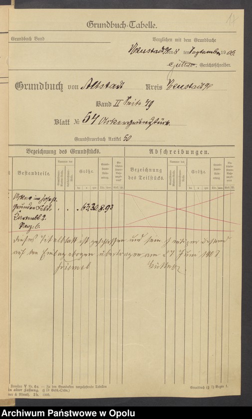 image.from.unit.number "Grund Akten das Grundbuchblatt (Altstadt 54) Zülz 1351 Besitzer: Adolf und Emilia Mehlich"