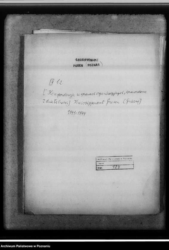 Obraz 4 z jednostki "[Korespondencja w sprawach organizacyjnych, sprawozdanie z działalności] Kreissippenamt Gnesen [Gniezno]"