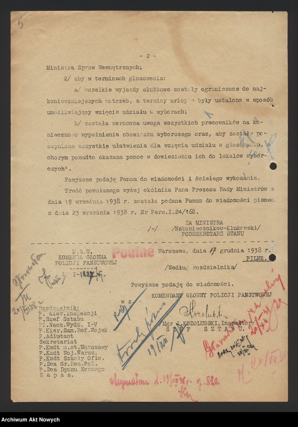 Obraz 8 z jednostki "Działalność Wydziału III Komendy Głównej Policji Państwowej. Zarządzenia, pisma okólne, korespondencja."