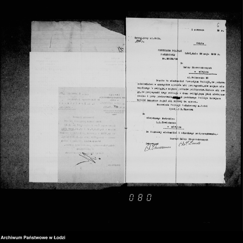 Obraz 10 z jednostki "Akta dotyczące synagogi przy ul. Wolborskiej nr 20"