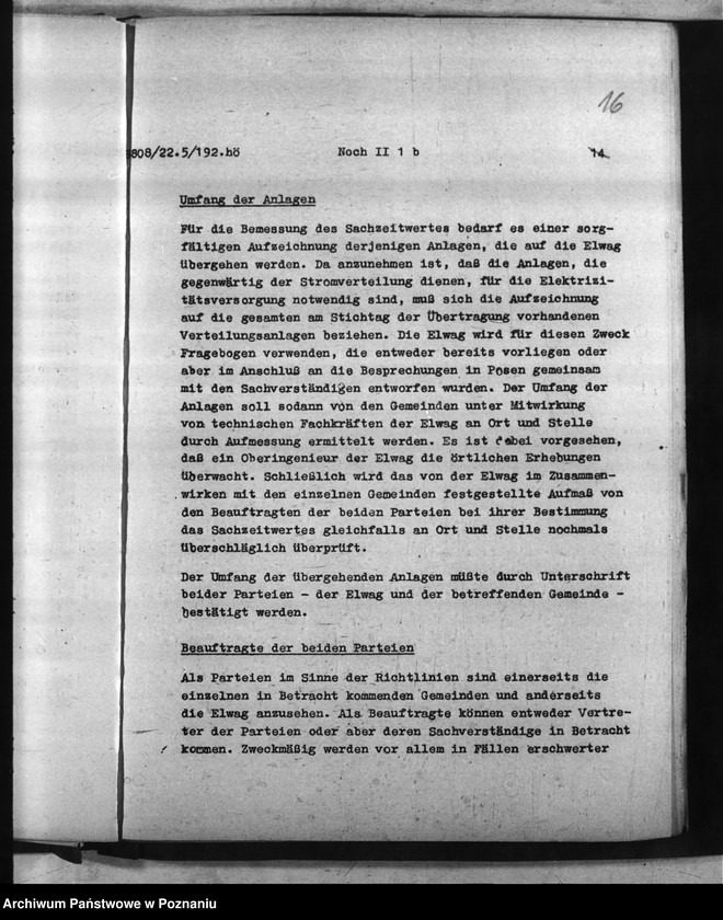 Obraz 20 z jednostki "Erläuterungen zu den Richtlinien für die Übertragung gemeindlicher Elektrizitätsversorgungsunternehmen auf die Elektrizitätswerke Wartheland A.G. - Posen"