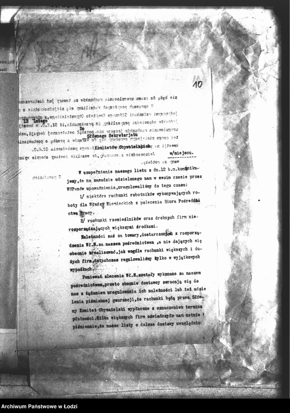 Obraz 14 z jednostki "Główny Komitet Obywatelski [Korespondencja z władzami niemieckimi dot. uregulowania należności za rekwizycje na rzecz wojska]"