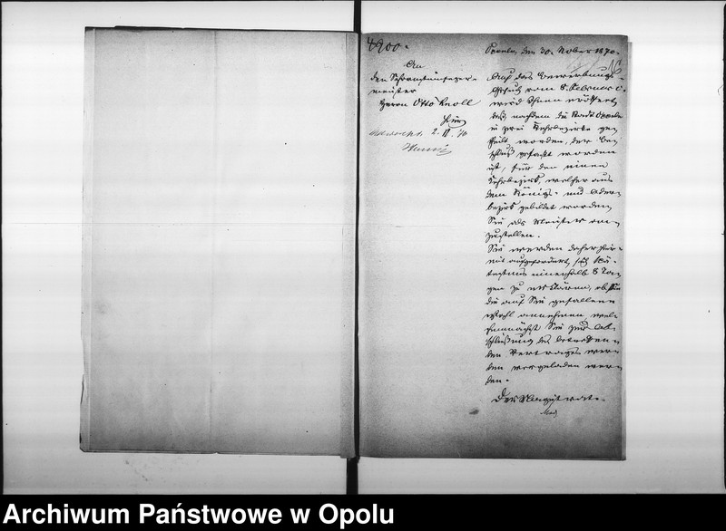 image.from.unit.number "Acta des Magistrats zu Oppeln betreffend die Anstellung des Schornsteinfegermeister Otto Knoll für den Oder - und Königs-Bezirk"