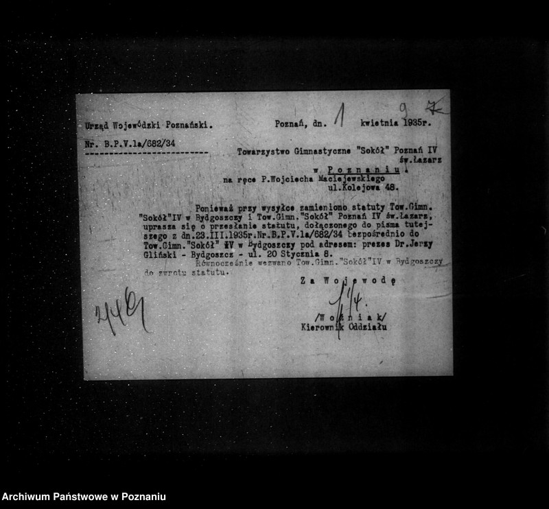 Obraz 13 z jednostki "/Towarzystwo Gimnastyczne Sokół Poznań IV św. Łazarz w Poznaniu - rejestracja/"