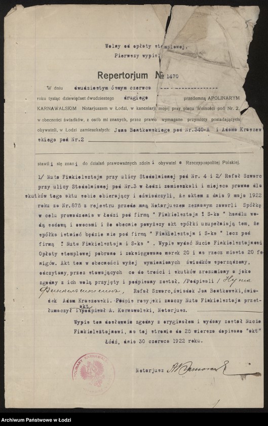 Obraz 8 z jednostki "Firma „Finkelsztein i S-ka – handel wodą sodową i owocami"