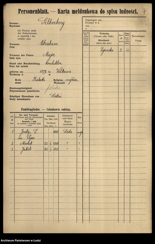 image.from.unit.number "[Spis ludności Łodzi] Zilberberg"