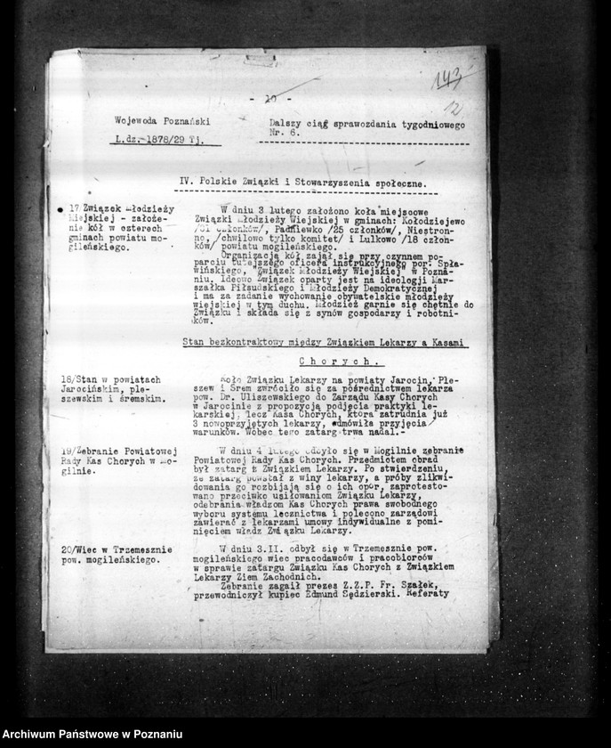 Obraz 16 z jednostki "Sprawozdania sytuacyjne tygodniowe za czas od 1 lutego 1929 r. do dnia 28 lutego 1929 r. /nr 6-9/"