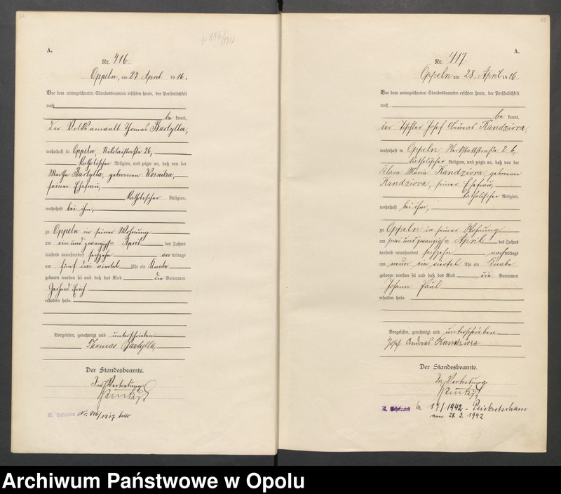 image.from.unit.number "Urząd stanu Cywilnego Opole Księga Urodzeń Rok 1916 396-793 t.2"