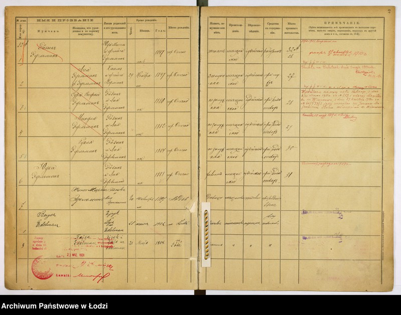 Obraz 3 z jednostki "[Księga ludności stałej m. Łodzi guberni piotrkowskiej nr domu 32a-41m]"