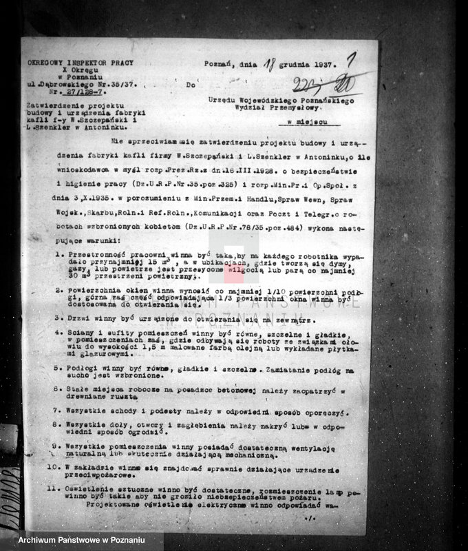 Obraz 5 z jednostki "Zatwierdzenie projektu urządzenia fabryki kafli W. Szczepańskiego i L. Szenklera w Poznaniu"