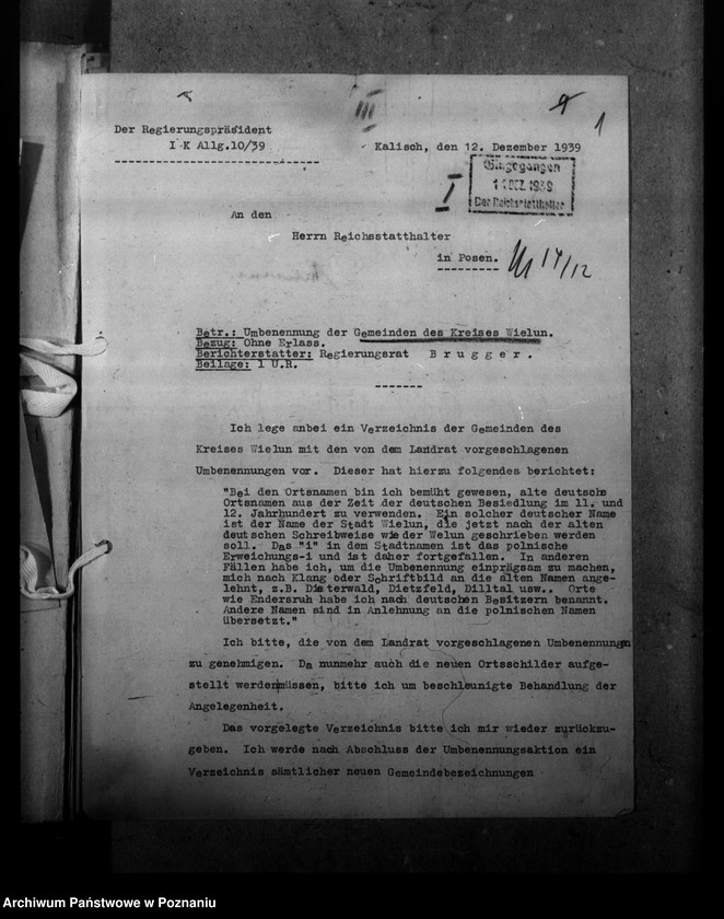 Obraz 5 z jednostki "Ortsnamenänderung - Kreis Welungen (Wieluń)"