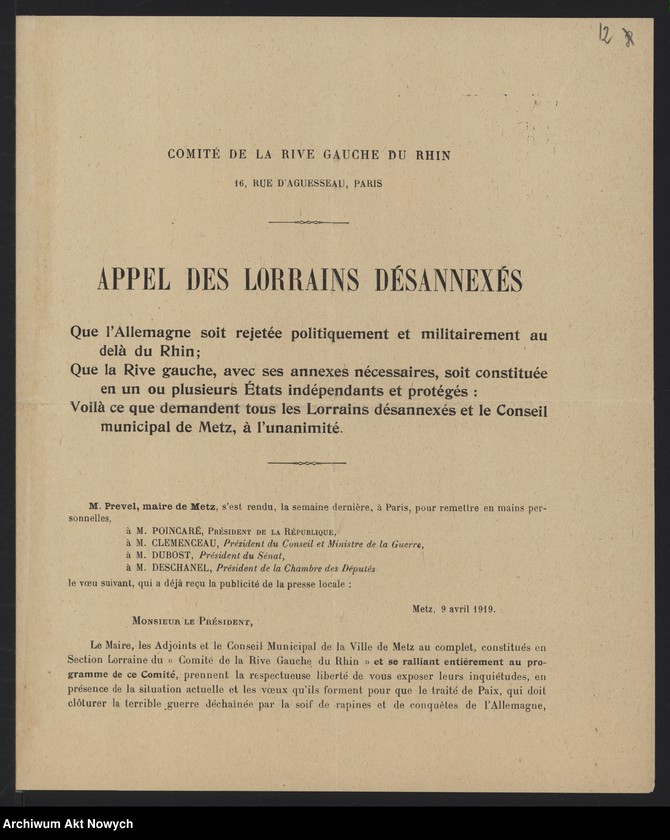 image.from.unit.number "Apele. Adresy organizacji społecznych do uczestników Konferencji Pokojowej, m.in. telegram kongresu P.S.L. "Piast" do Rady Najwyższej z okazji podpisania traktatu pokojowego"