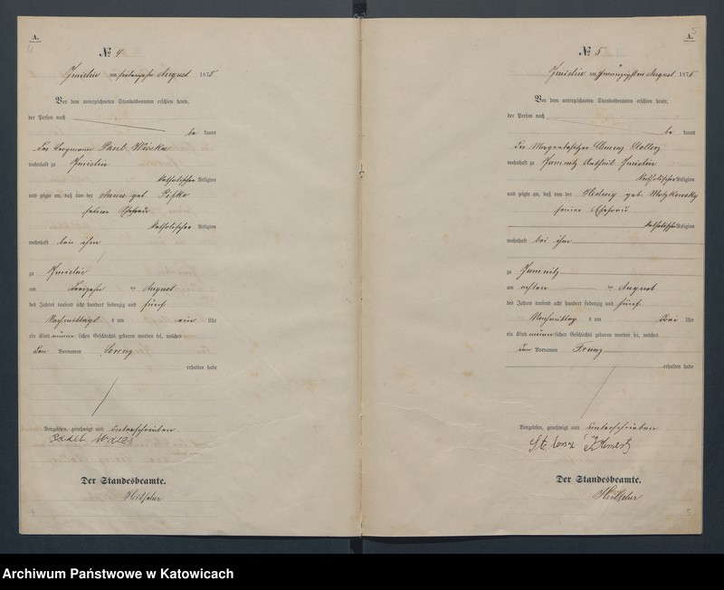 image.from.unit.number "Geburts-Haupt-Register des Königlich Preussichen Standesamts Imielin im Kreise Pless pro 1875"