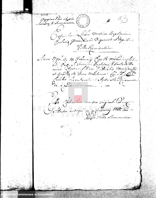 image.from.unit.number "Dowody służące do Akt Ślubnych Urzędnika Stanu Cywilnego Gminy Wigierskiey Od dnia 1 Stycznia 1822 r."
