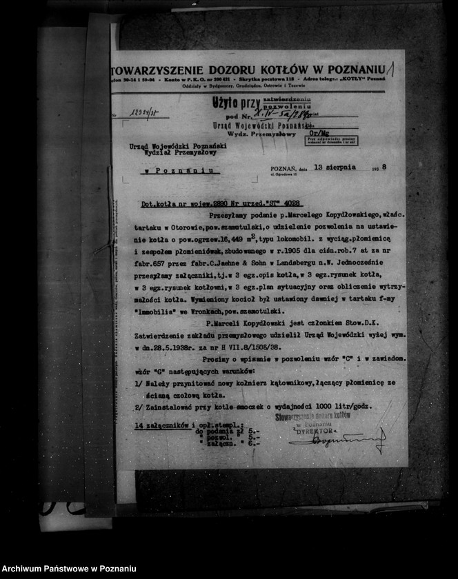 Obraz 5 z jednostki "Tartak w Otorowie powiat szamotulski M. Kopydłowskiego nr woj. kotła 2890"