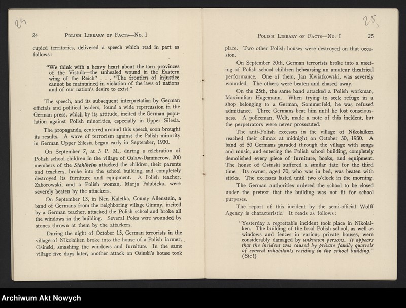 image.from.unit.number "American Polish Chamber of Commerce and Industry in the United States, Inc.; Załączniki: 1) Polish Library of Facts, No. I. Polish-German Relations; N.Y. 1931 (broszura); 2) Program przyjęcia na cześć I. J. Paderewskiego, 18 V 1932 (druk); L.1"