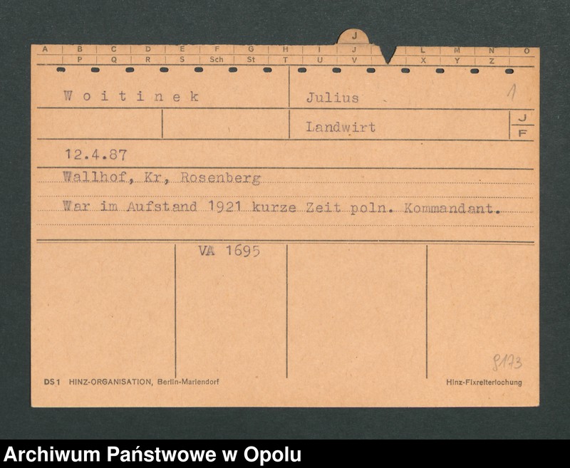 Obraz 3 z jednostki "[Woitinek Julius, ur. 12.4.1887, zam. Wallhof]"