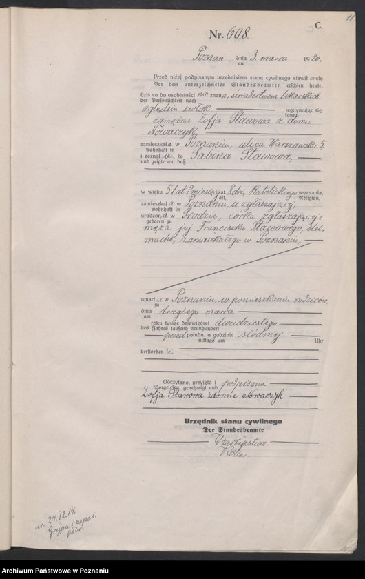 Obraz 13 z jednostki "Księga miejscowa zgonów tom II [Rejestr główny zgonów]"