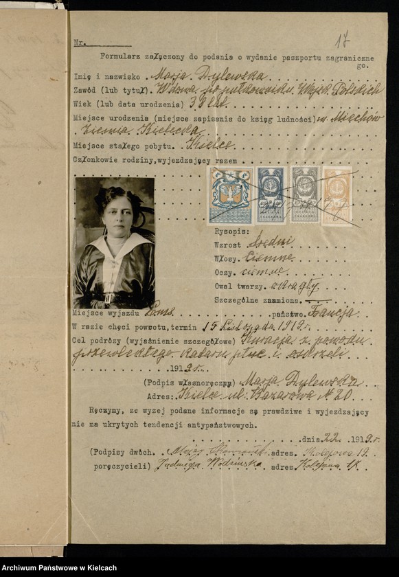 Obraz 3 z kolekcji "Wnioski o paszporty zagraniczne rok 1919111"