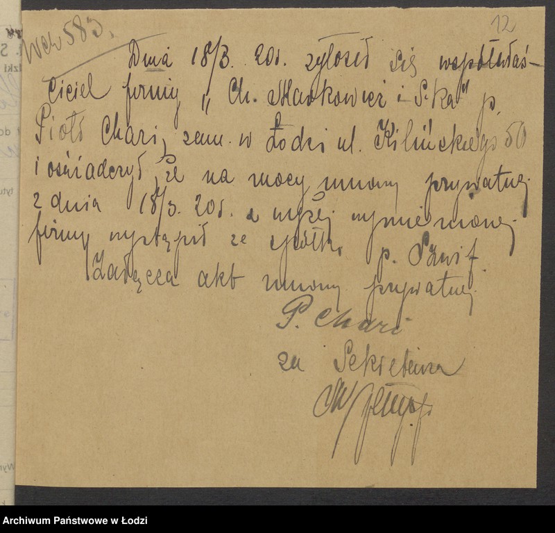 Obraz 14 z jednostki "Chaim Markowicz i S-ka- sprzedaż towarów manufakturowych"