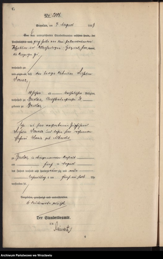 image.from.unit.number "Sterbe-Haupt-Register Breslau I 1899 Band 6"