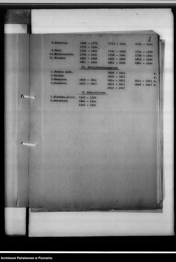 image.from.unit.number "Bücher evangelischer Kirchen, Altlutheraner, katholischer Kirchen, Zivilstandsregister, Seelenlisten Kreis Kolmar [powiat chodzieski]"