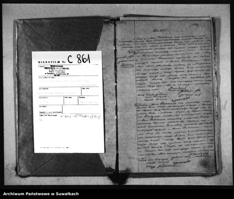 image.from.unit.number "Duplikat Akt Urodzonych, Zaślubionych i Zmarłych Urzędnika Stanu Cywilnego Wyznania Mojżeszowego Okręgu Bakałarzewskiego za rok 1853"