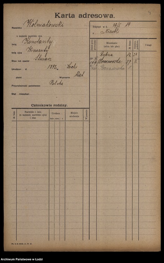 Obraz 6 z jednostki "[Spis ludności Łodzi] Wolniakiewicz - Wolst"