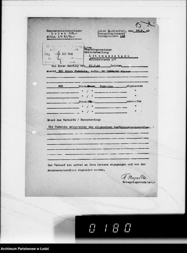 Obraz 17 z jednostki "5234 Kriegsauftrag SS-12884/42 Winter 1.158 St.Fusssäcke H.B.A.Berlin"