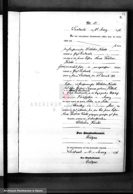 image.from.unit.number "Sterbe-Neben-Register des Königlichen Standes Amt Leubusch Jahrgang 1876"