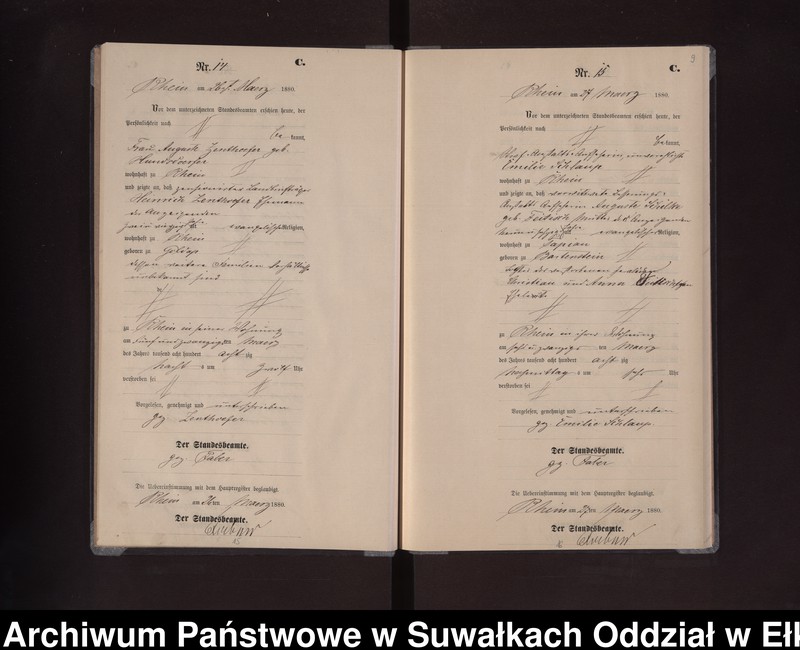Obraz 12 z jednostki "Sterbe-Neben-Register des Preussischen Standes-Amtes Rhein Kreis Loetzen"