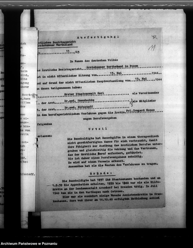 Obraz 15 z jednostki "Berufsgerichtliche Verfahren gegen Ärzte"