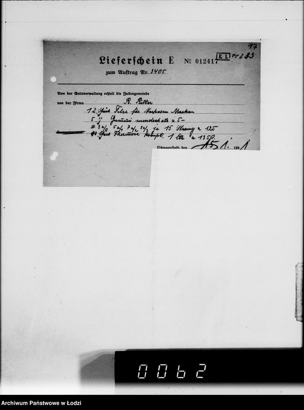 Obraz 20 z jednostki "Ritter et Co.Rechnungen [za dostawy towarów dla Getta]"