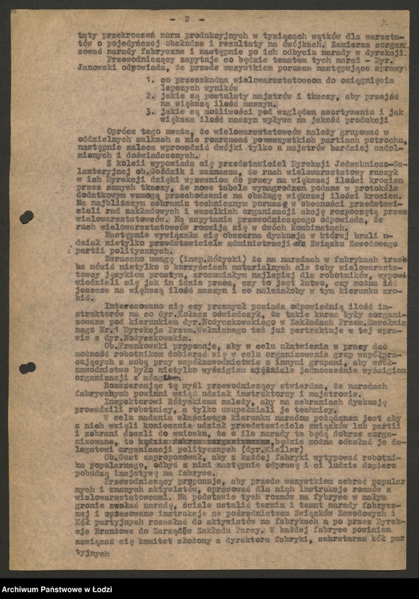 Obraz 8 z jednostki "Współzawodnictwo pracy; protokoły z narad ogólnołódzkich, sprawozdania różnych dyrekcji Centralnego Zarządu Przemysłu Włókienniczego"