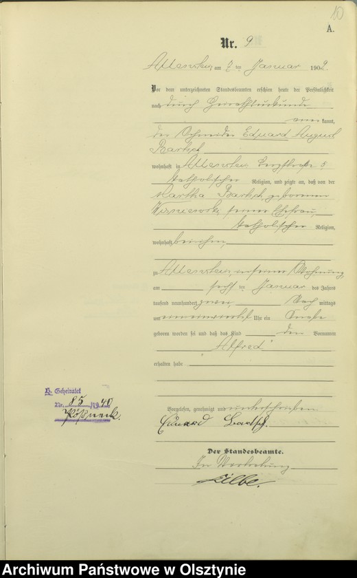 image.from.unit.number "Geburts-Haupt-Register Tom I,Nr 1 - 399"